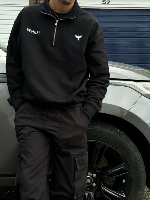 BLACK CHROME ANGEL QUARTER ZIP JUMPER